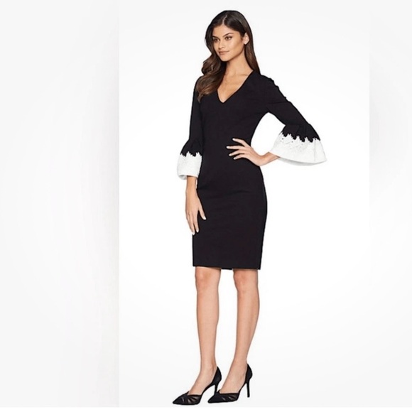 Ted Baker London Rastel Sheath V-Neck Knee Length Black Dress Size 1 - Picture 2 of 6